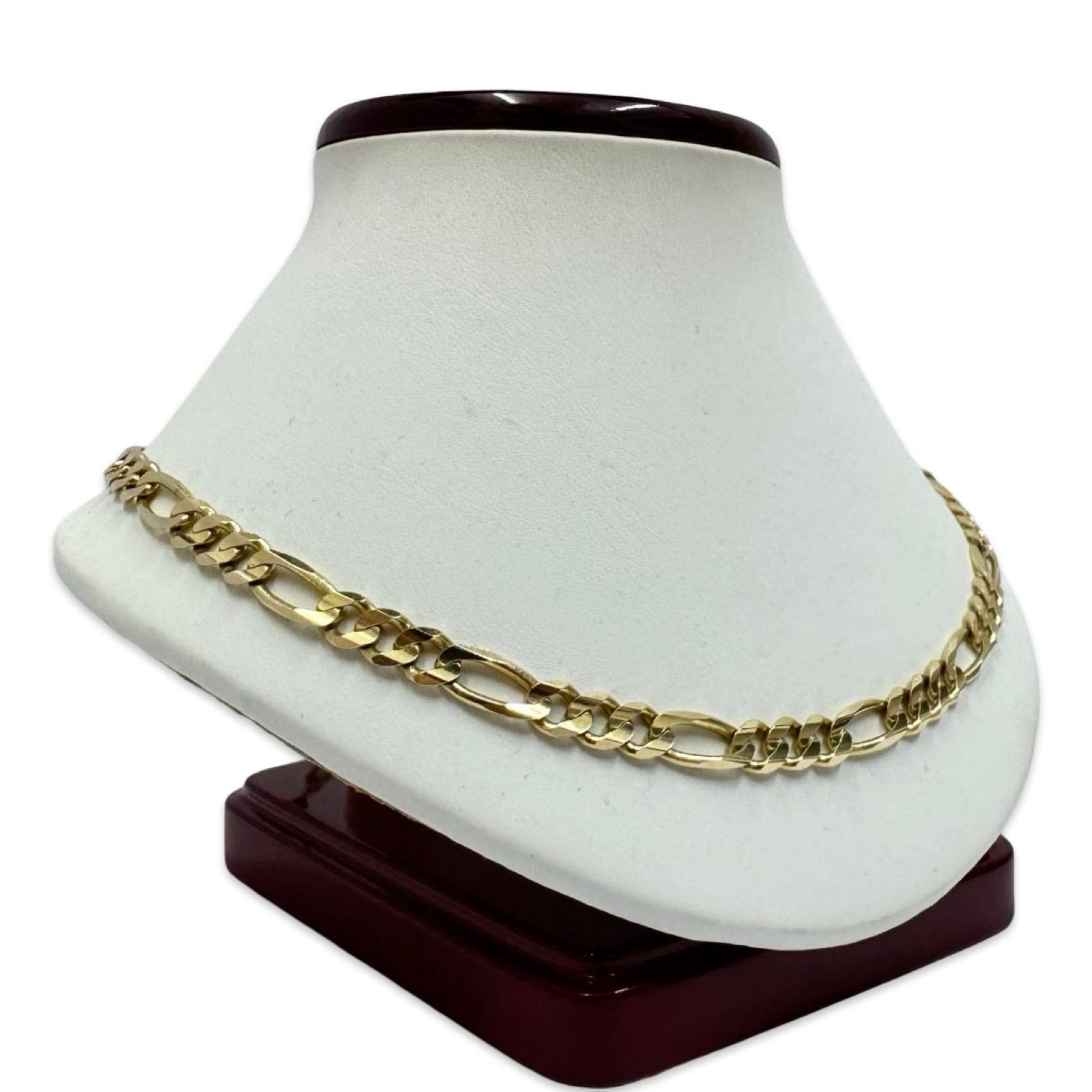 Vintage 6mm Figaro Link Chain Necklace 14k Italy 16 Inch 1