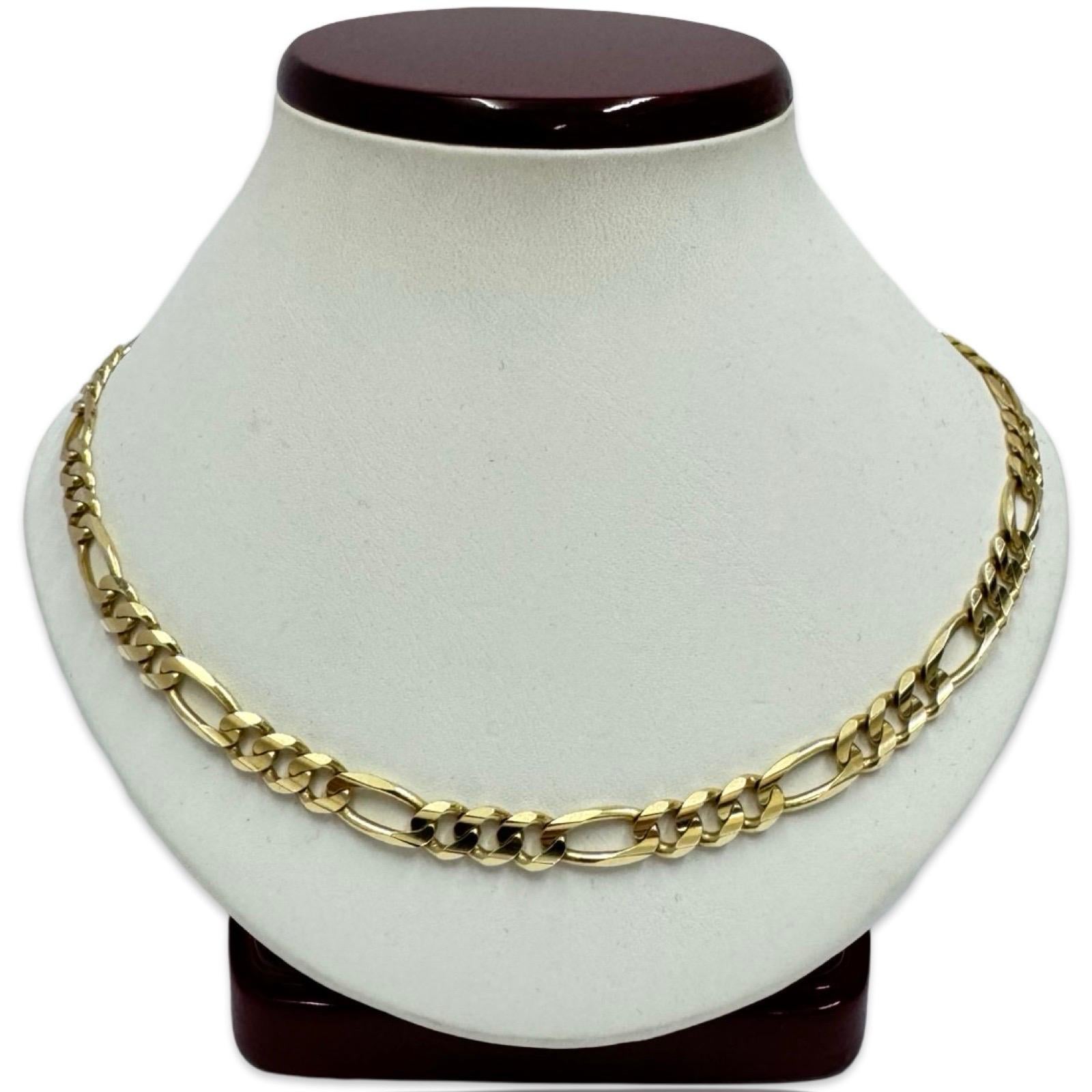 Vintage 6mm Figaro Link Chain Necklace 14k Italy 16 Inch 2
