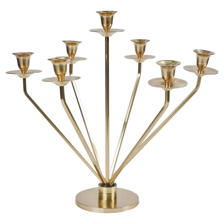 Vintage 7arm Brass Candle Holder For Sale at 1stDibs