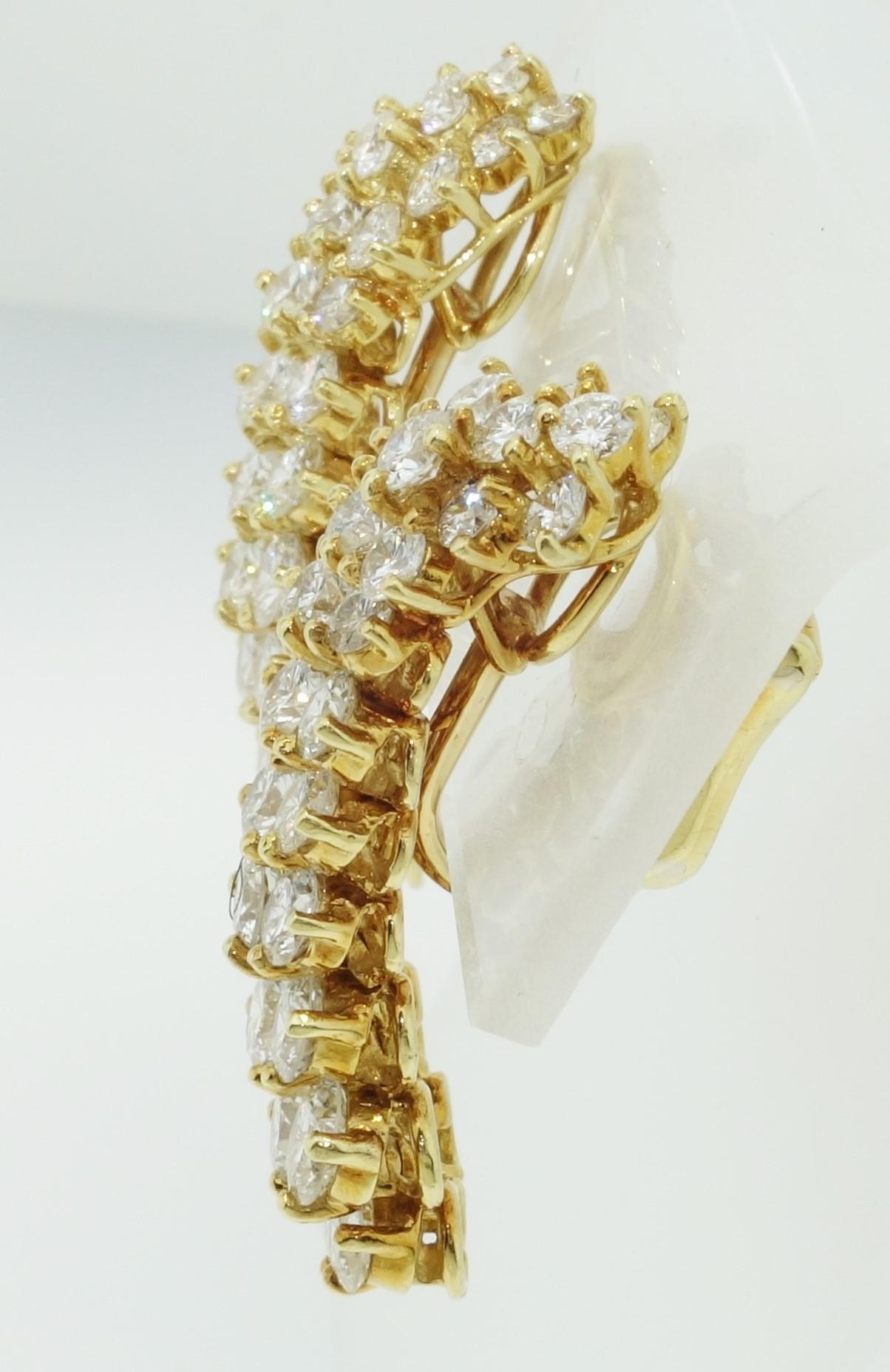 Contemporary Vintage 7 Carat Diamond Kurt Wayne 18 Karat Gold Earrings Estate Fine Jewelry