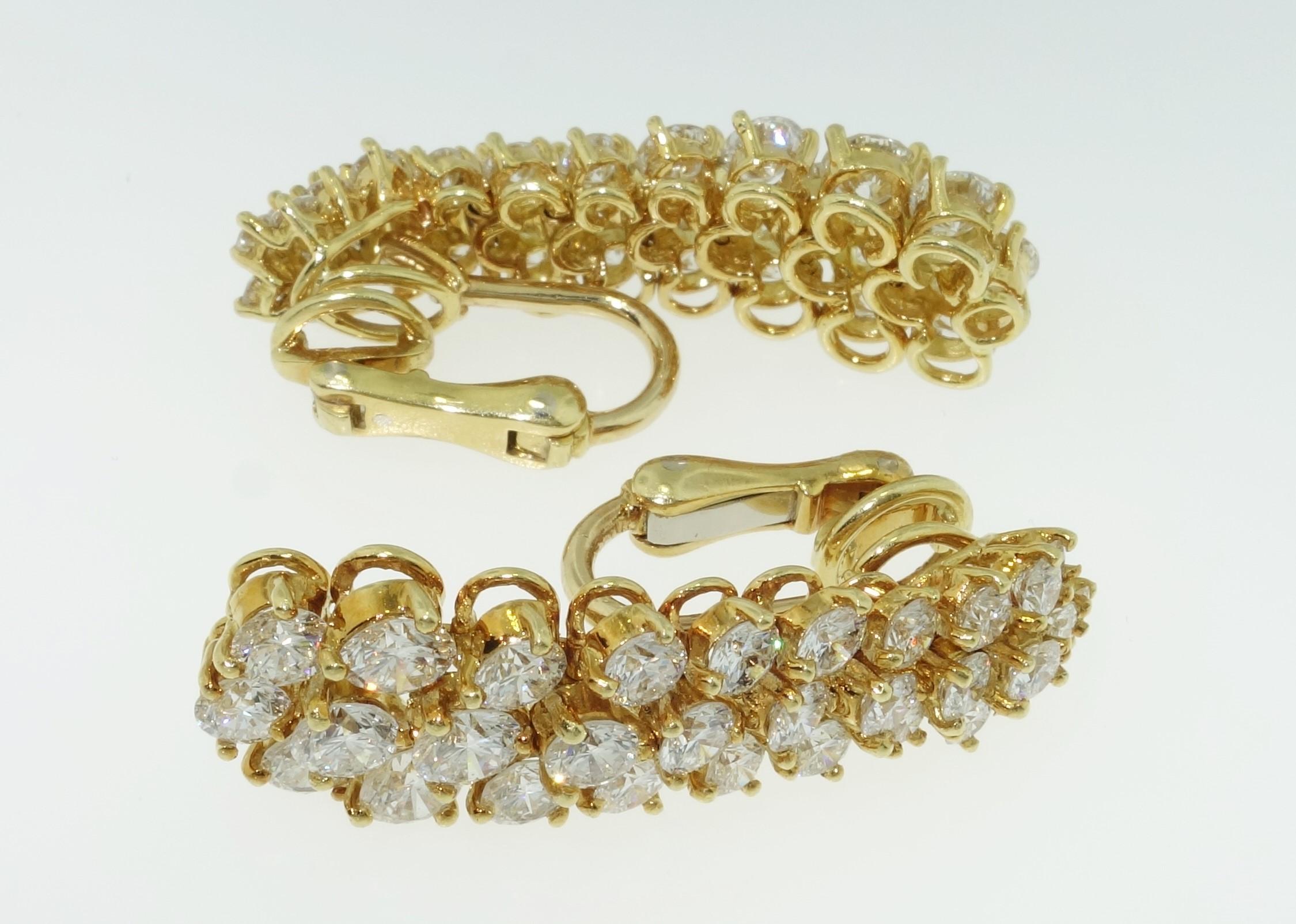 Round Cut Vintage 7 Carat Diamond Kurt Wayne 18 Karat Gold Earrings Estate Fine Jewelry