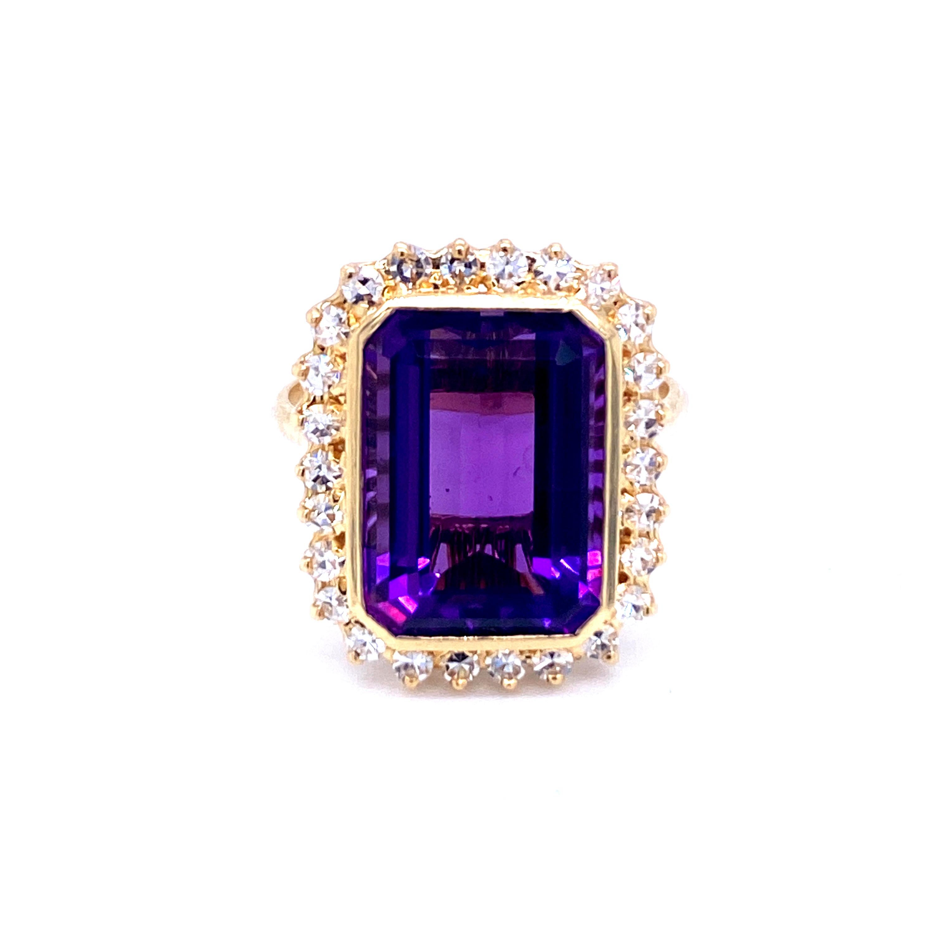 Women's Vintage 7 Carat Russian Amethyst Diamond Ring