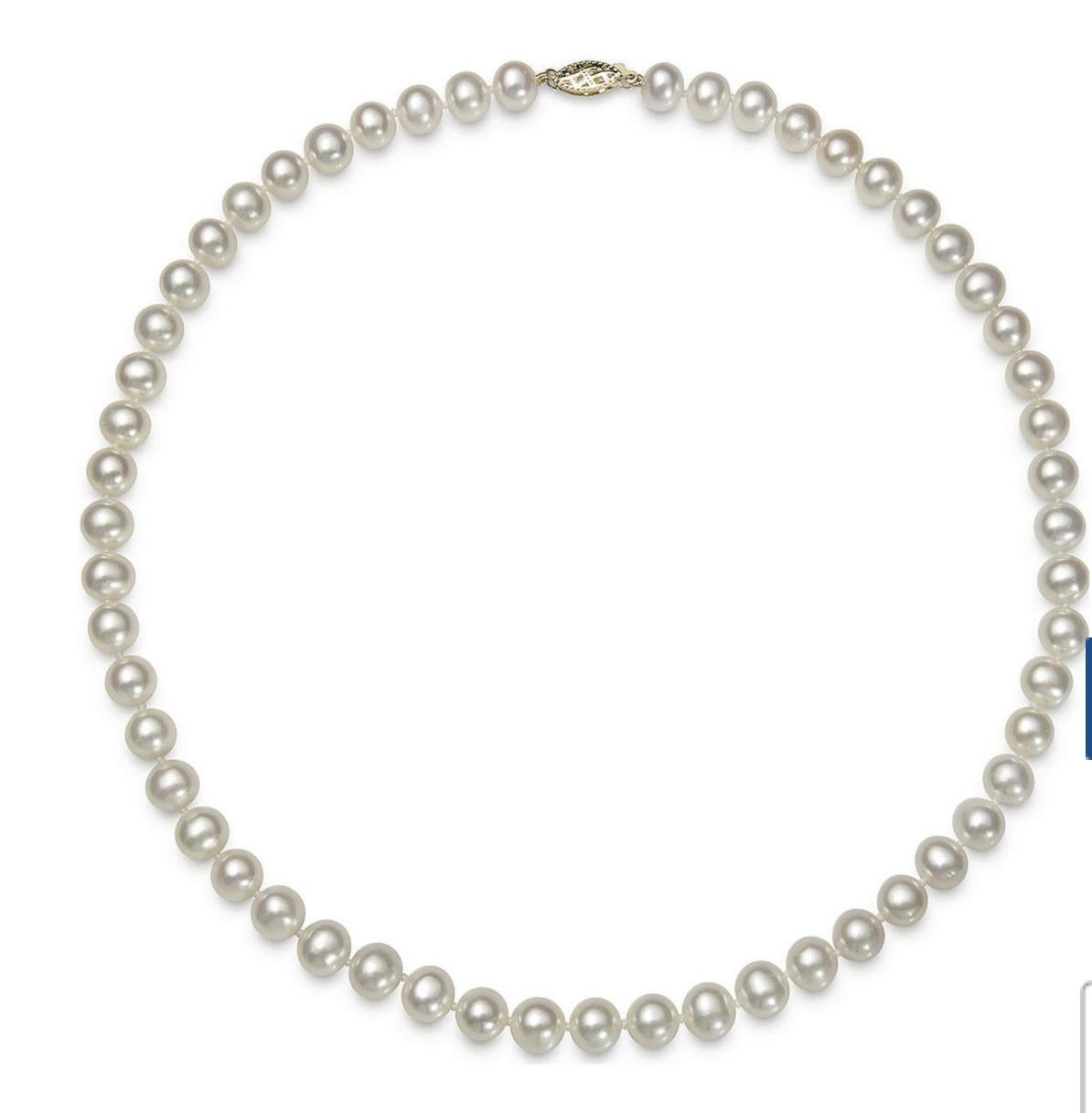 Vintage Akoya Pearl Single Strand Necklace Length 14 K Y Gold 1
