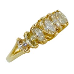 Vintage 7-Stone 1.60 Carat Marquise Champagne Diamond Half Eternity Ring 14k
