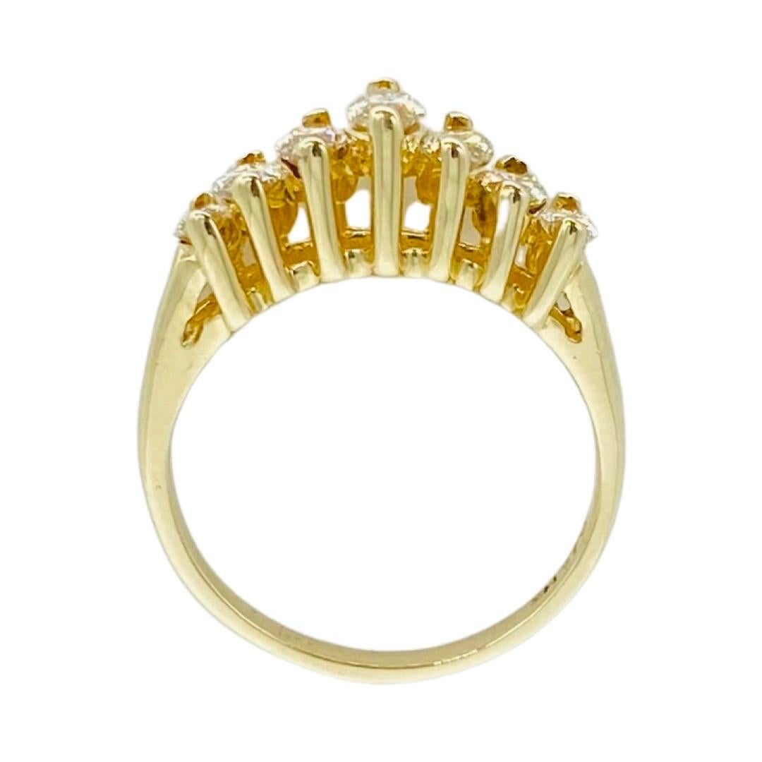 Taille Marquise Vintage 7-Stone 1.60 Carat Marquise Champagne Diamond Half Eternity Ring 14k en vente