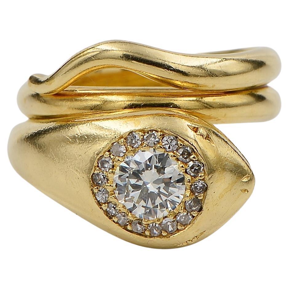 70 Karat Diamant-Ring mit gesprenkelter Schlange 18 Kt im Angebot