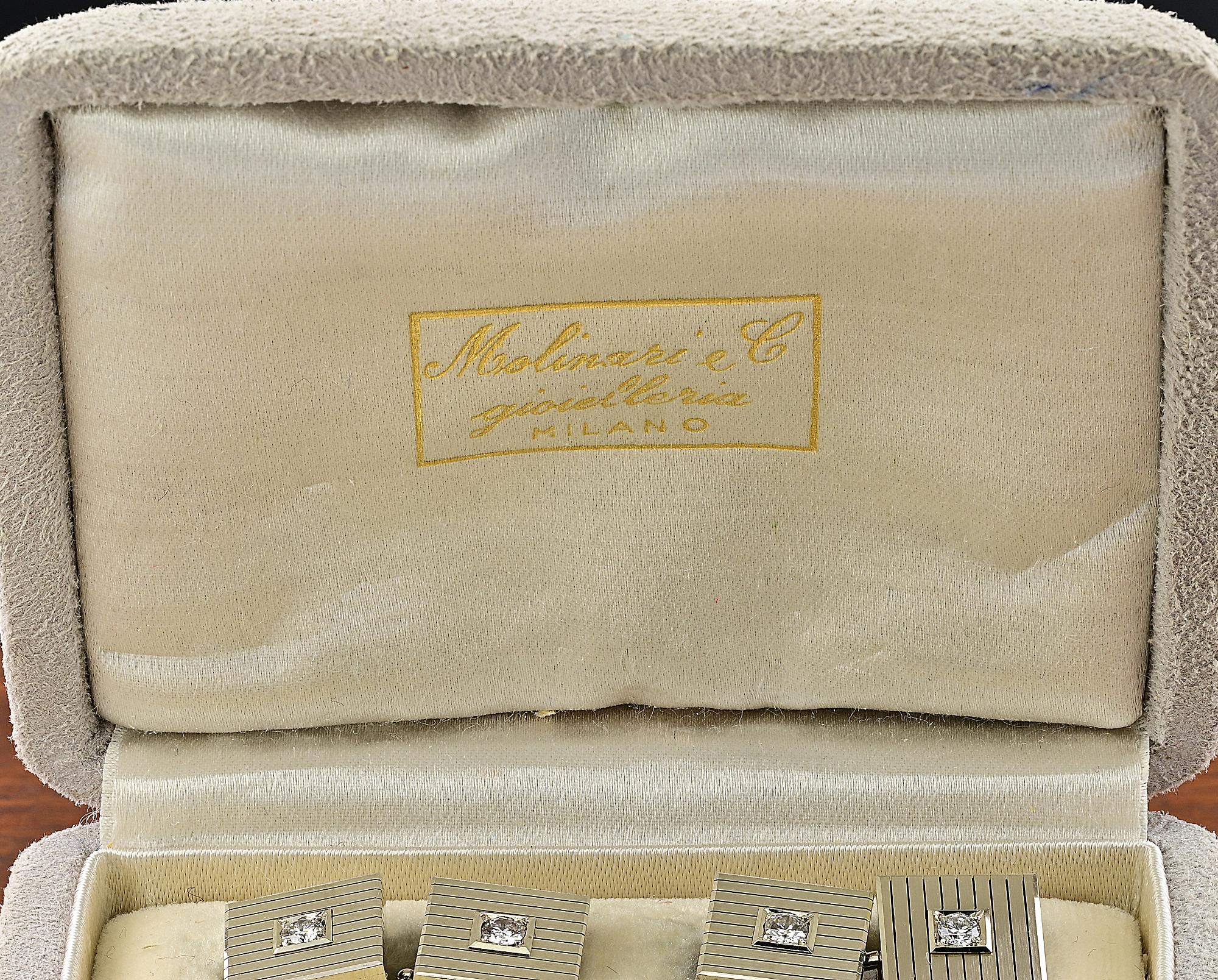Vintage .70 Ct Diamond G VVS  Cufflinks Tuxedo Set 18 KT Gold For Sale 1
