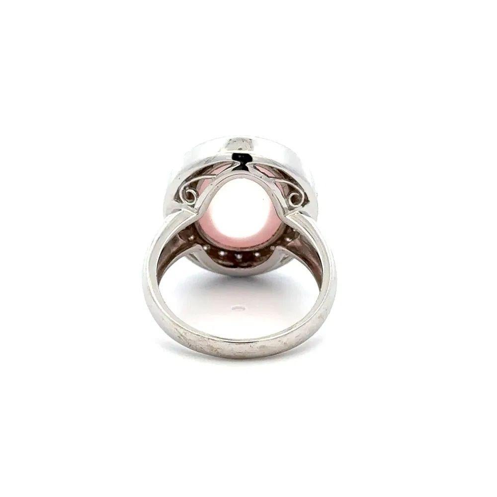 Anillo vintage de oro con cabujón de cuarzo rosa y diamantes de 7,00 quilates Corte mixto en venta