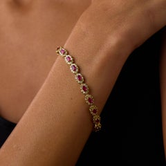 Bracelet vintage en or jaune 14 carats, orné d'un rubis de 7,00 carats et de diamants