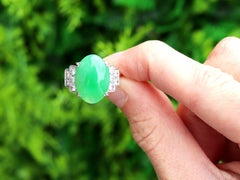 Vintage 7.02ct Jadeite and 0.70ct Diamond 22k Yellow Gold Cocktail Ring