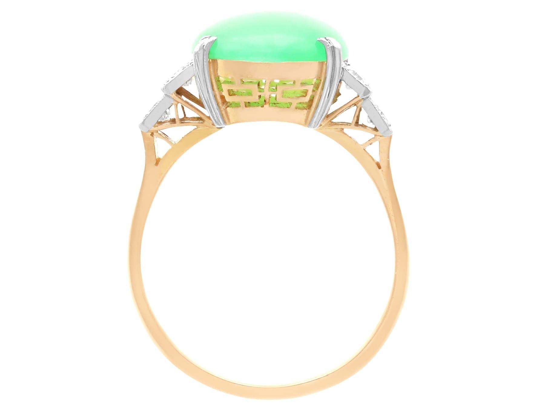 Women's or Men's Vintage 7.02ct Jadeite and 0.70ct Diamond 22k Yellow Gold Dress Ring For Sale