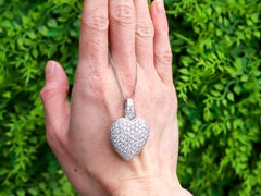 Vintage 7.03 Carat Diamond and 18k White Gold Heart Pendant Circa 1990