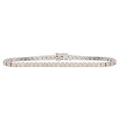 Vintage 7.05 Karat Diamant-Linien-Tennisarmband aus Weißgold