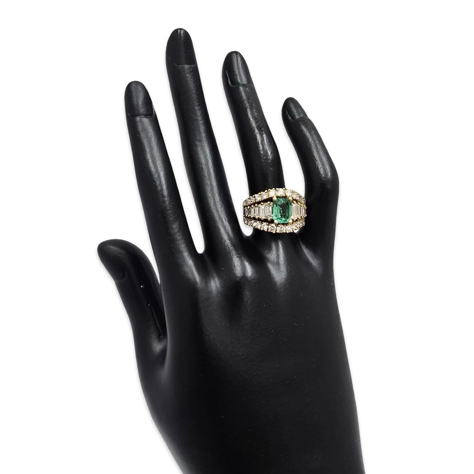 Vintage 7,08ct kolumbianischen Smaragd & Diamant-Ring 18K Gold im Zustand „Hervorragend“ im Angebot in Miami, FL