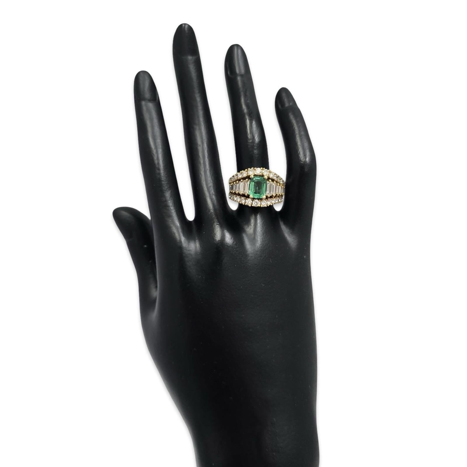 Vintage 7,08ct kolumbianischen Smaragd & Diamant-Ring 18K Gold Damen im Angebot