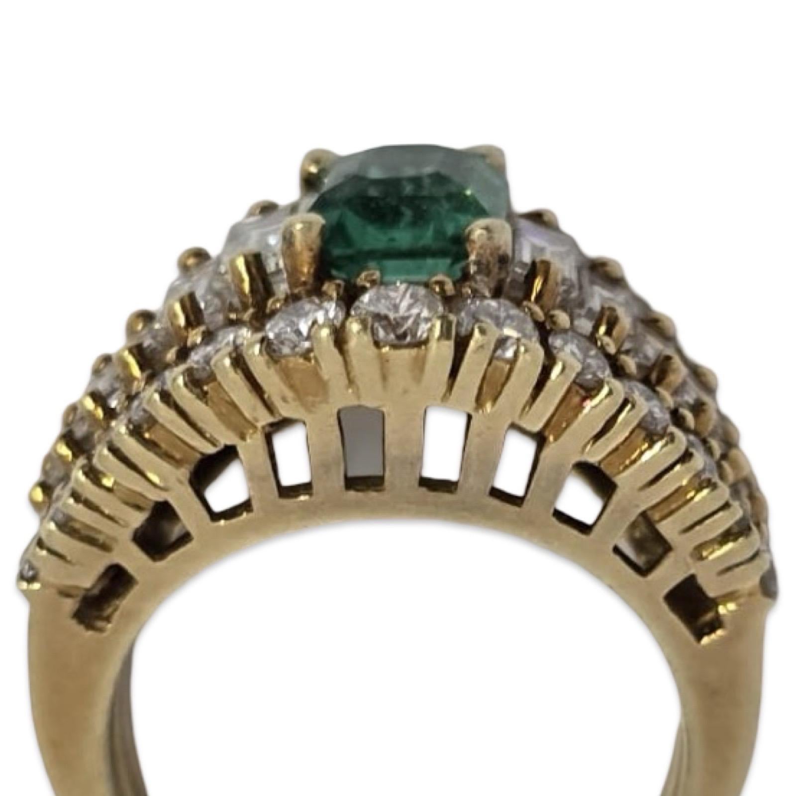 Vintage 7,08ct kolumbianischen Smaragd & Diamant-Ring 18K Gold im Angebot 1