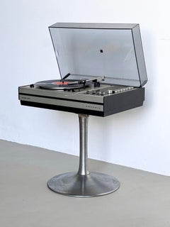 Vintage 70s Atomic Era Space Age Grundig Studio 1500 Turntable on Aluminum Stand