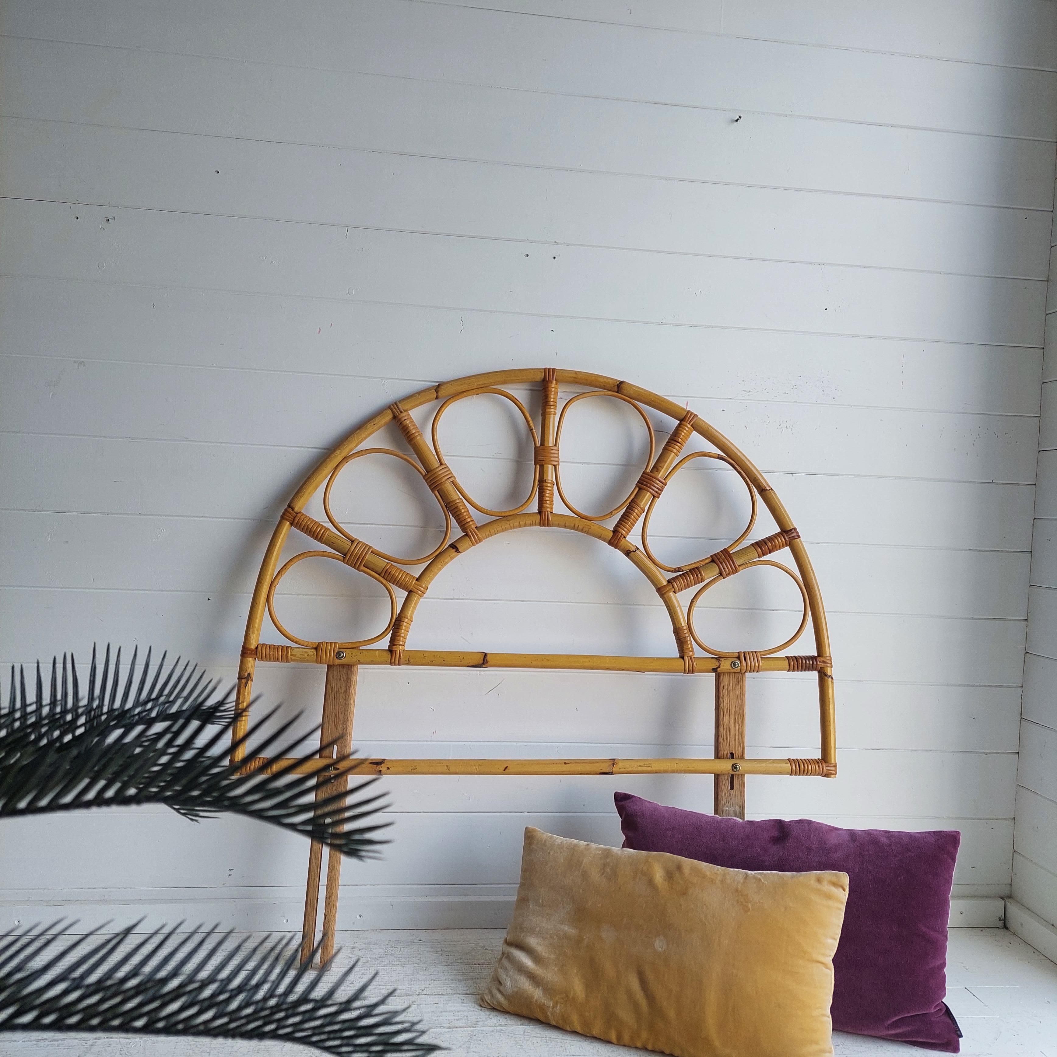Bohème Tête de lit en bambou vintage 70's Mid Century en vente