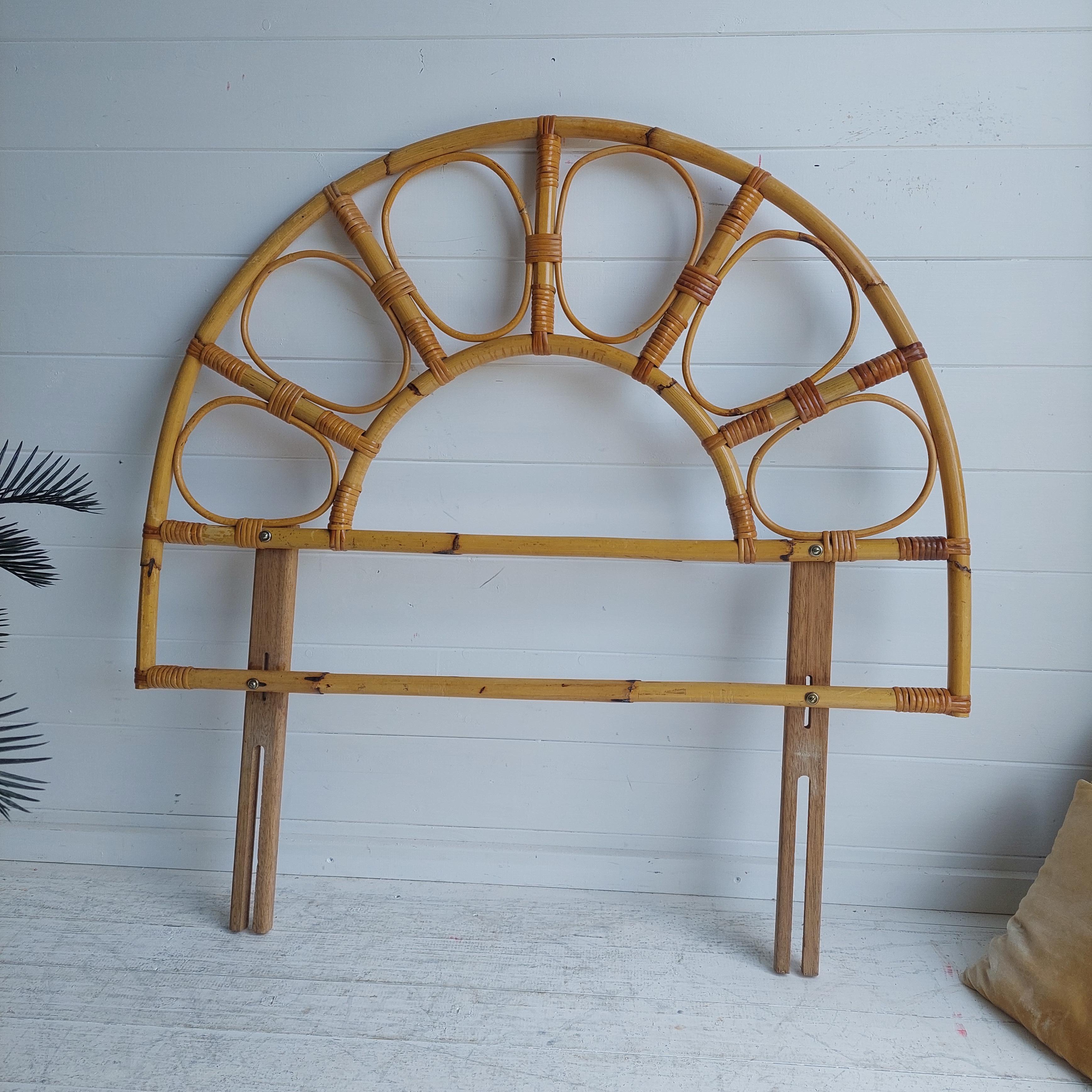 Vintage 70's Bamboo Single Headboard Mid Century In Good Condition For Sale In Leamington Spa, GB