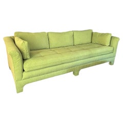 Vintage 70s Bench Seat Sofa Newly Upholstered in Chartreuse Crypton Fabric