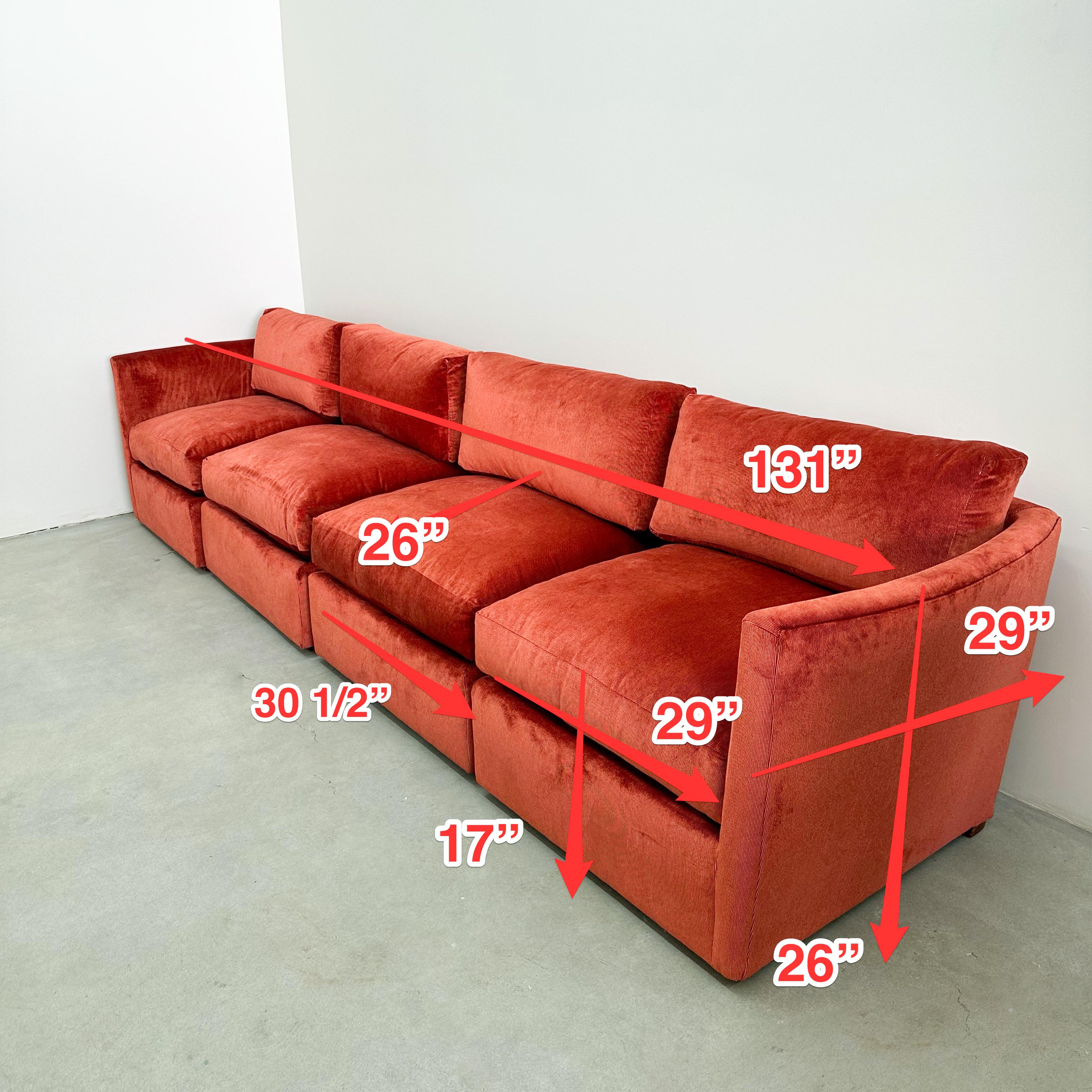 Sofá Seccional Vintage Años 70 Rayas Naranja Quemado Sofá Modular en venta 4