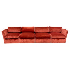 Used 70s Burnt Orange Stripe Sectional Sofa Modular Sofa 