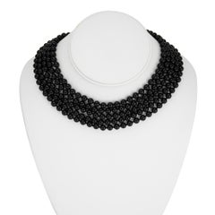 Vintage 70s Cartier Necklace Onyx Choker Sterling Silver 18k Gold Mabe Pearl