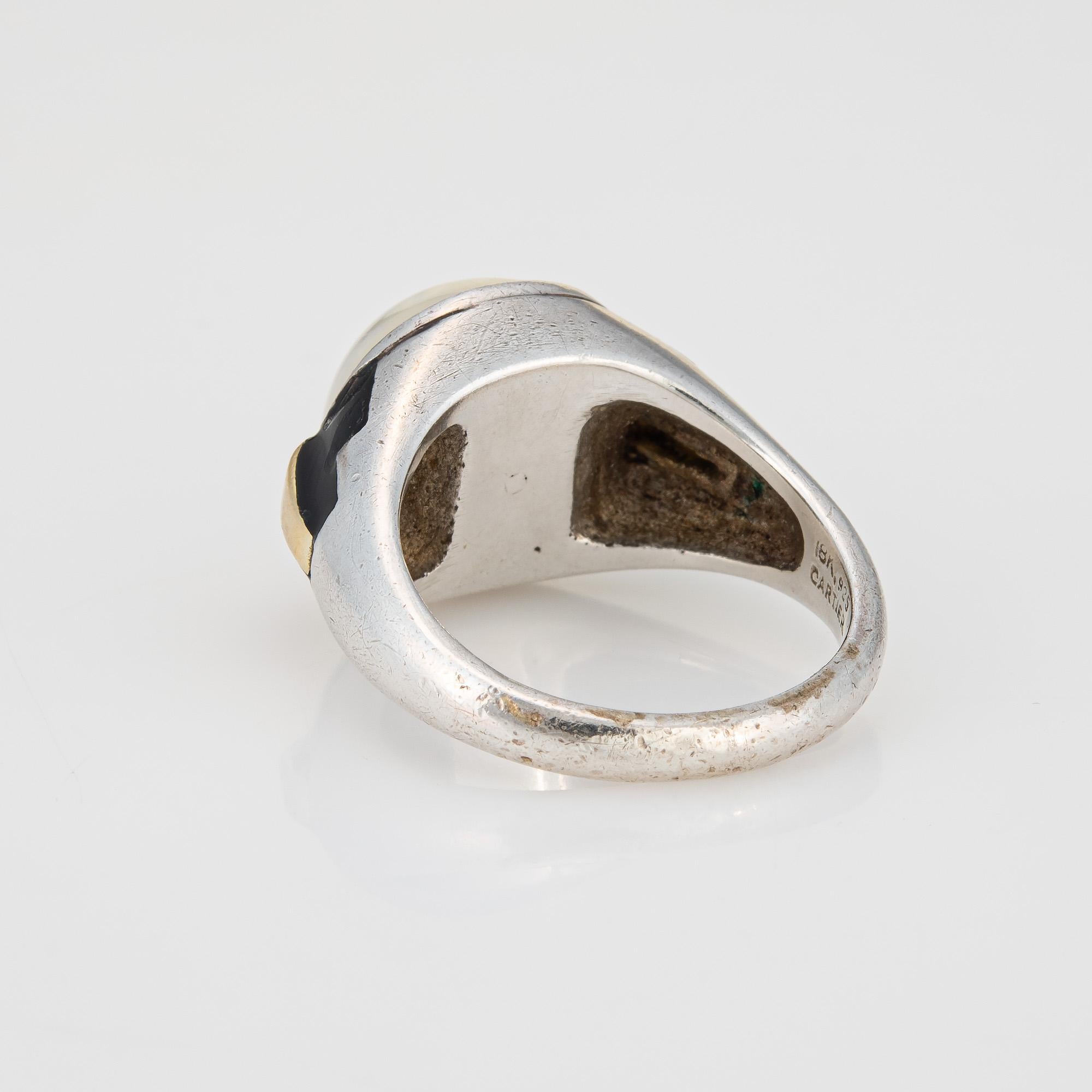 Vintage 70er Jahre Cartier Ring 6,5 Sterlingsilber 18k Gold Mabe Perle Signiert Schmuck im Zustand „Gut“ in Torrance, CA