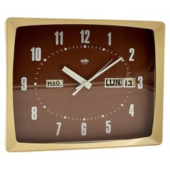 Vintage 70's Clock mit Flip Kalender von ODO Frankreich - Space Age Charming Decor