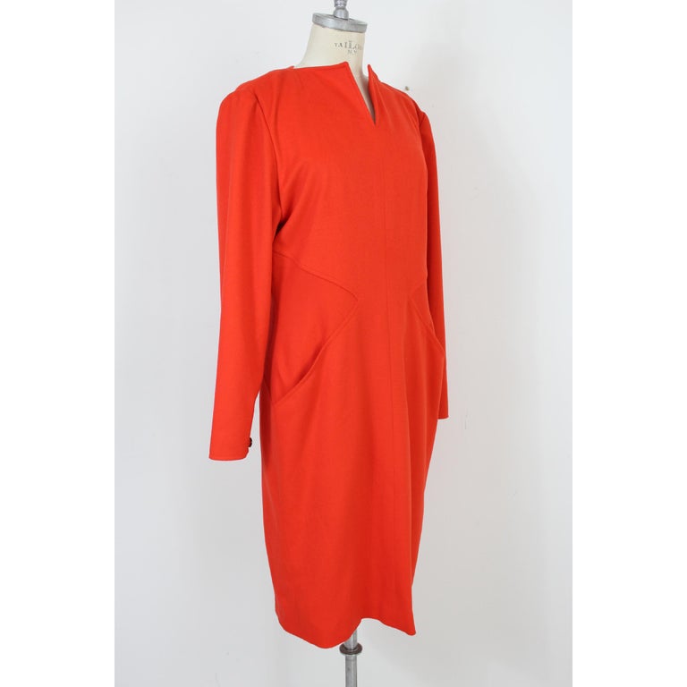 Women's Vintage 70s Dani Red Wool Long Casual Dress  For Sale