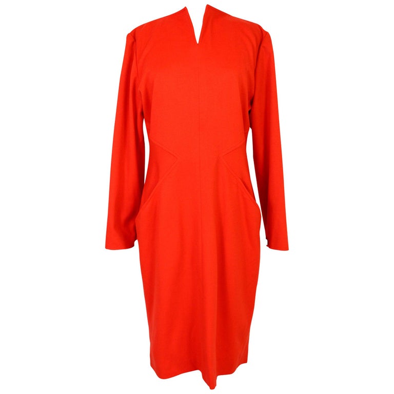 Vintage 70s Dani Red Wool Long Casual Dress  For Sale