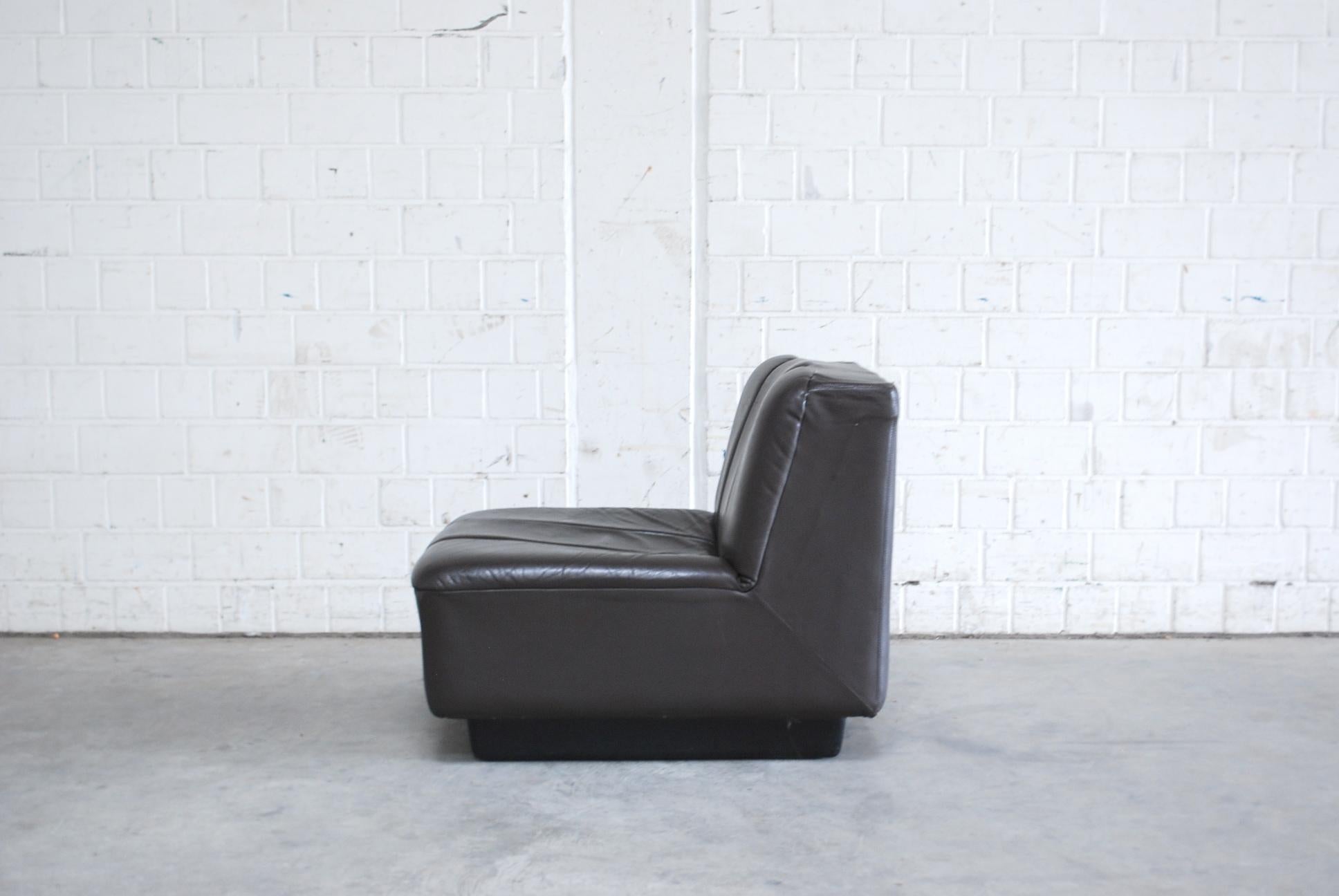 Mid-Century Modern Vintage 1970s Design German 2x Modul Brown Leather Chair