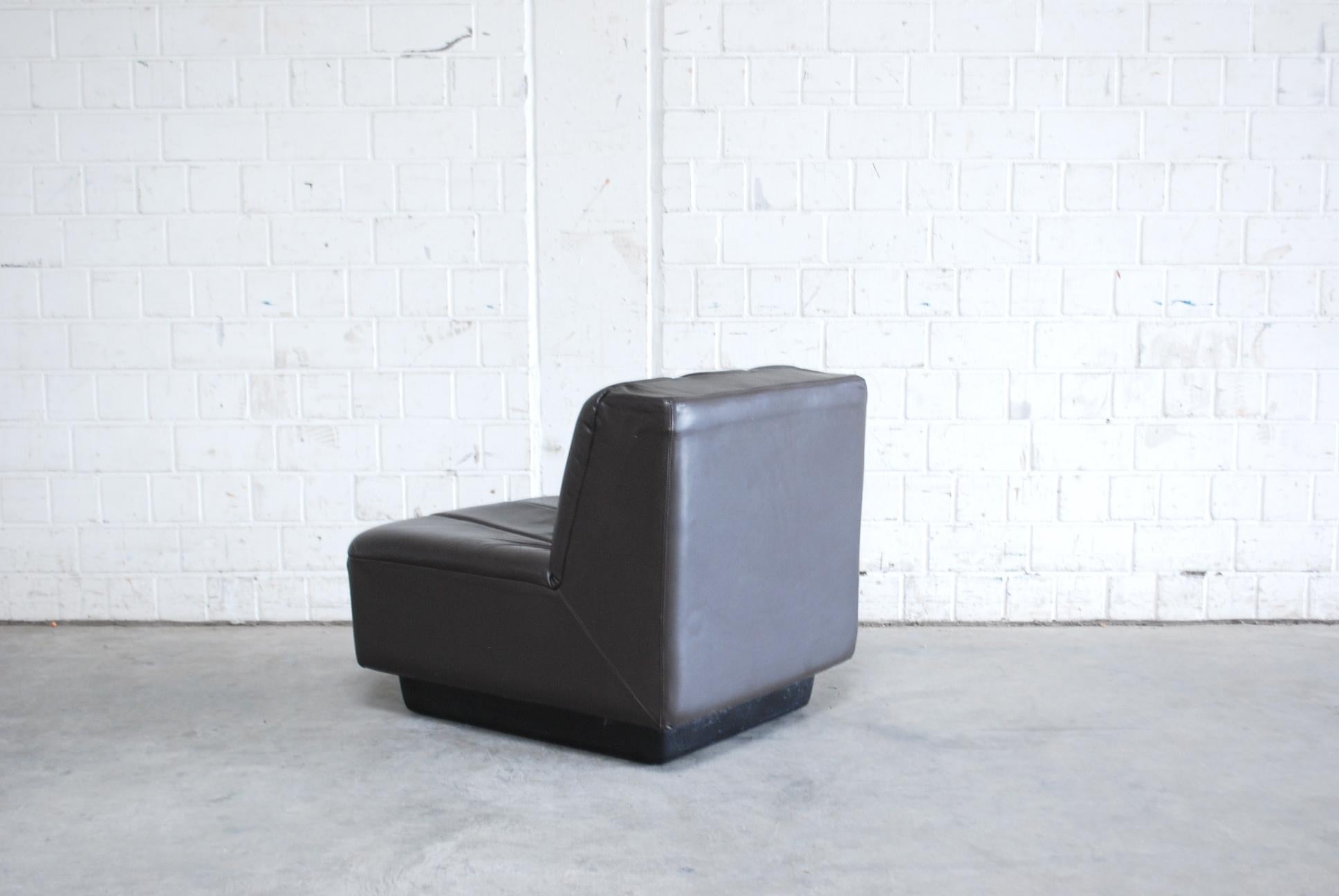 Late 20th Century Vintage 1970s Design German 2x Modul Brown Leather Chair