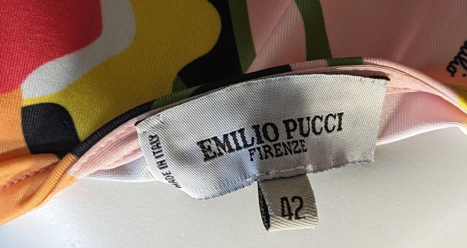 Vintage  EMILIO PUCCI Robe longue en soie rose imprimée de fleurs pastel Pour femmes en vente