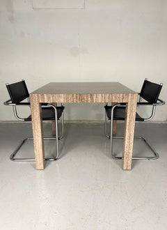 Vintage 1970s Faux Travertine Parsons Dining Table