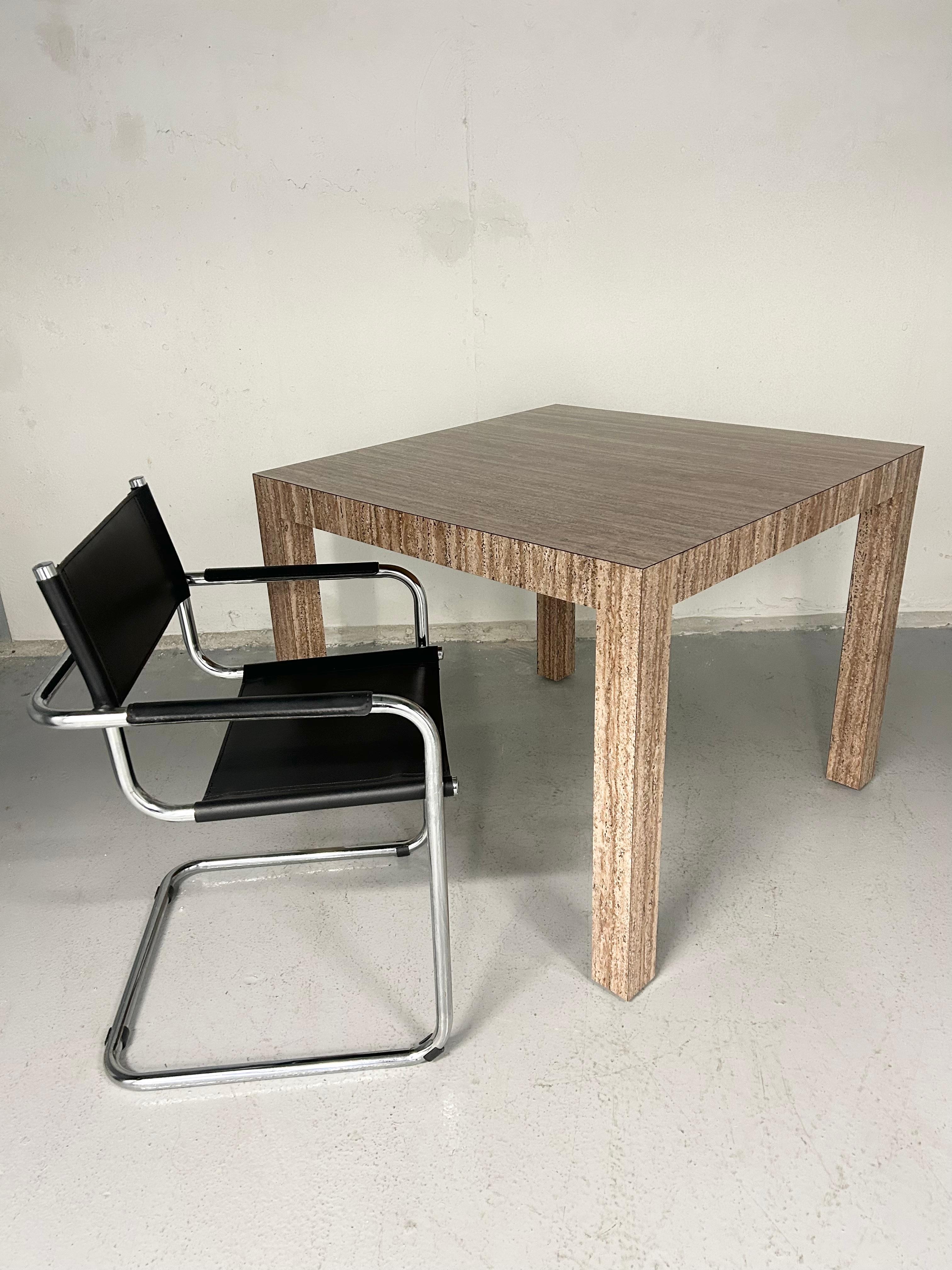 Late 20th Century Vintage 1970s Faux Travertine Parsons Dining Table