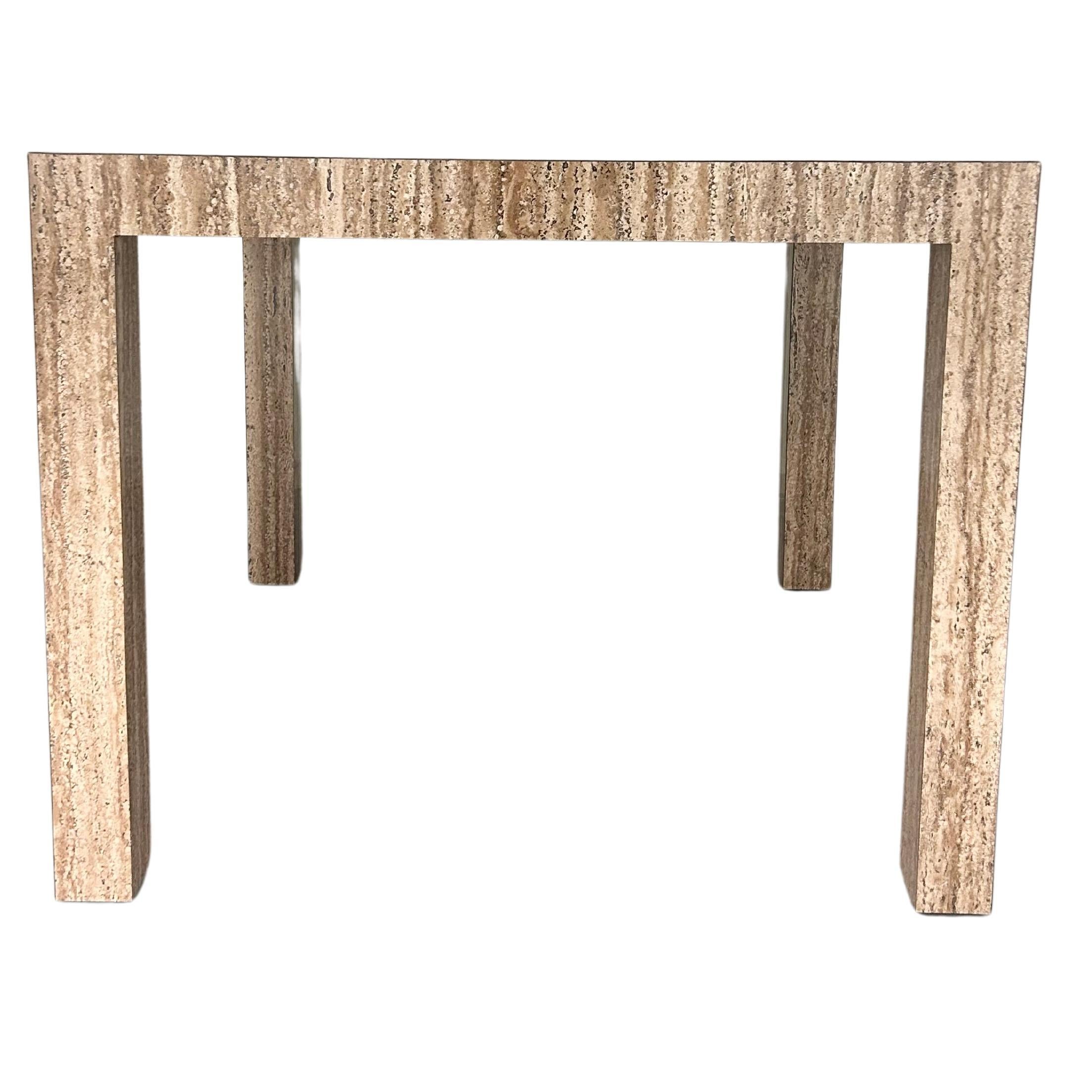 Vintage 1970s Faux Travertine Parsons Dining Table