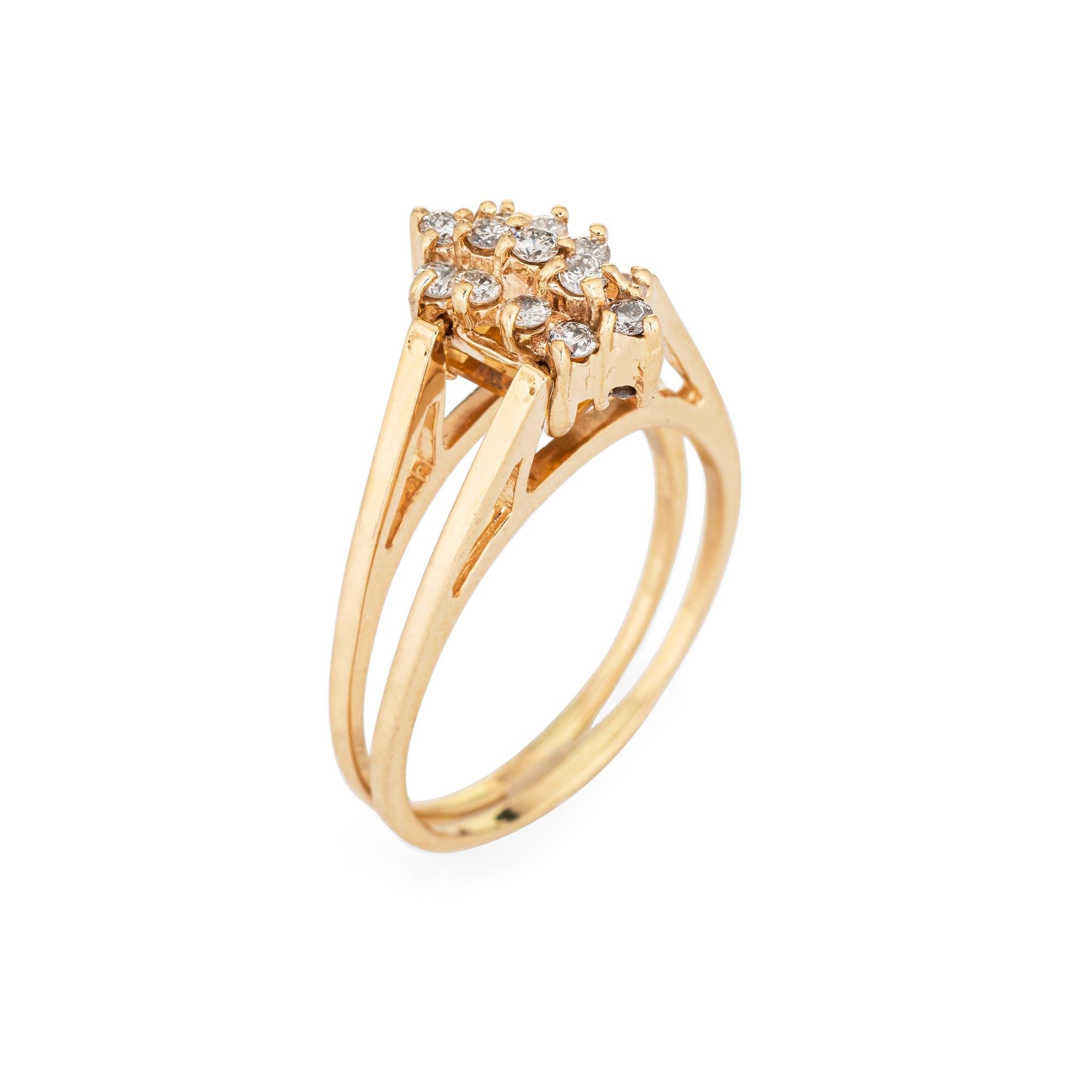 Stylish vintage diamond & citrine 'flip' ring (circa 1970s) crafted in 14 karat yellow gold. 

Round brilliant cut diamonds total an estimated 0.27 carats (estimated at H-I color and SI2-I2 clarity). Emerald cut citrine is estimated at 0.80 carats.