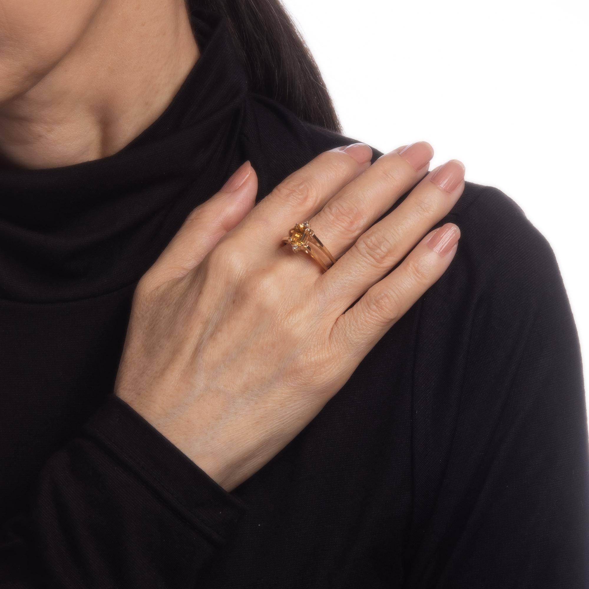 Modern Vintage 70s Flip Ring Diamond Citrine 8.5 Fine Estate 2 in 1 Reversible Jewelry
