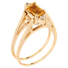 Vintage 70er Flip-Ring Diamant Citrin 8,5 Feiner Nachlass 2 in 1 Wendbarer Schmuck