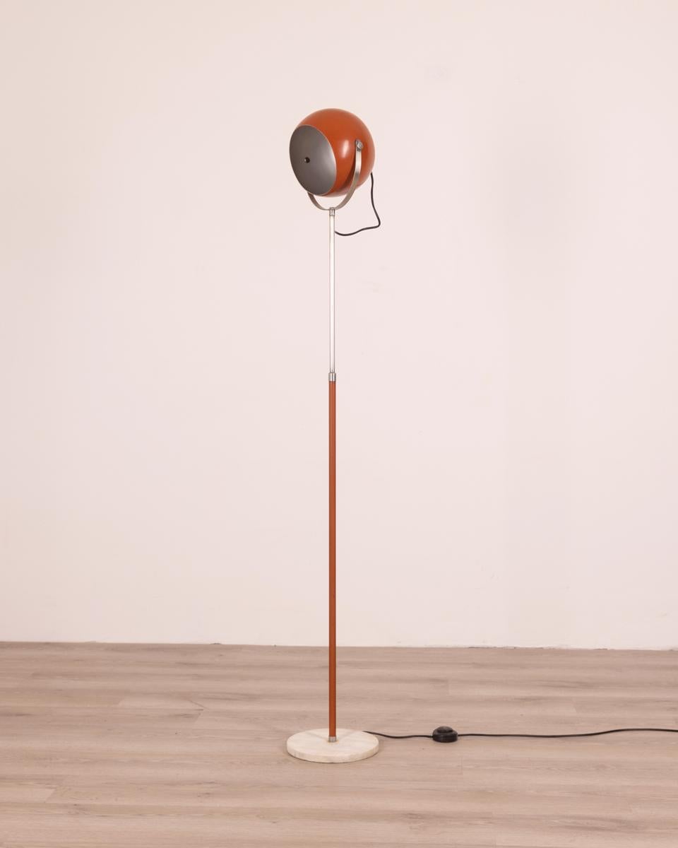 Vintage 70's Floor Lamp in Orange Metal Italian Design 5