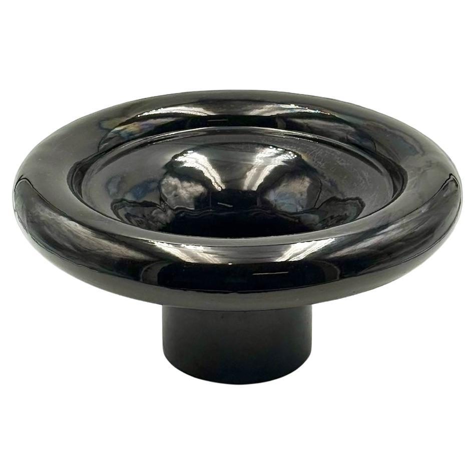 Vintage 70s Gabbianelli Centerpiece Noir Postmoderne Céramique Grand Bol