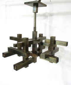Vintage 70's Gaetano Sciolari Cubist Chandelier Italy