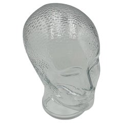 Sculpture de tête en verre vintage des années 70 - Pièce décorative inhabituelle fabriquée en Allemagne
