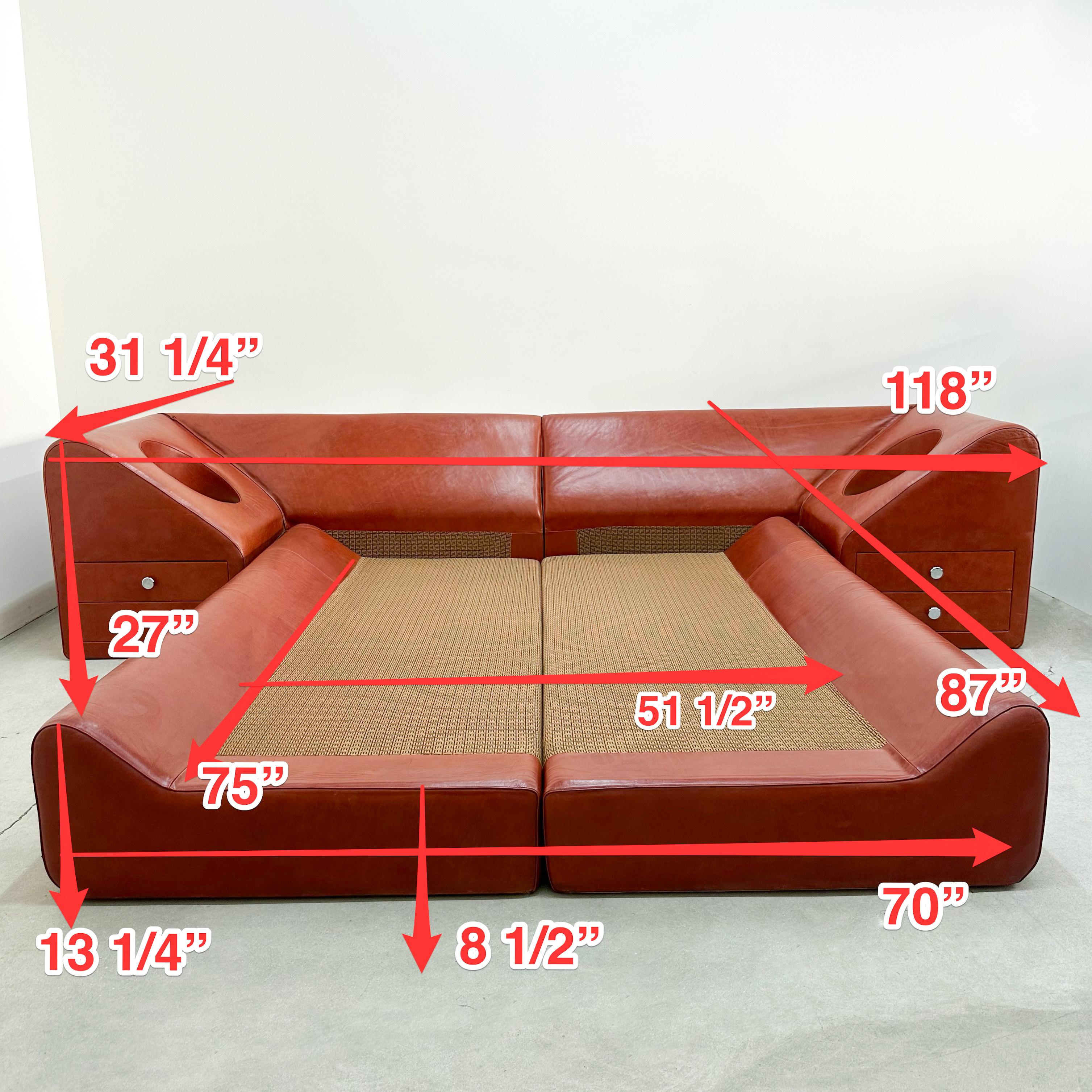 Vintage 70s Guido Faleschini Leather Bed for i4 Mariani Pace Collection For Sale 6