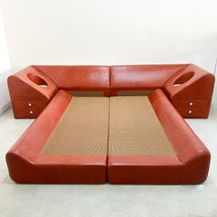 Lit en cuir vintage Guido Faleschini pour i4 Mariani Pace Collection, années 70
