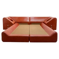 Cama de cuero vintage de los años 70 Guido Faleschini para i4 Mariani Pace Collection