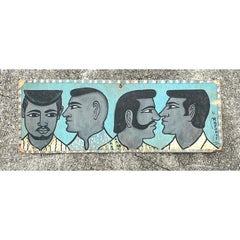 Vintage 70s Hand Painted Barber Hairstyle Sign