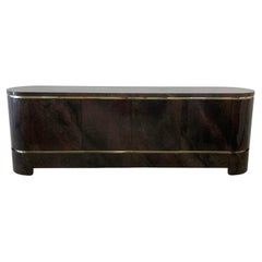 Vintage 70's Lacquered and Brass Sideboard Credenza by Aldo Tura for Leonardo 