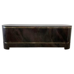 Vintage 70's Lacquered and Brass Sideboard Credenza by Aldo Tura for Leonardo